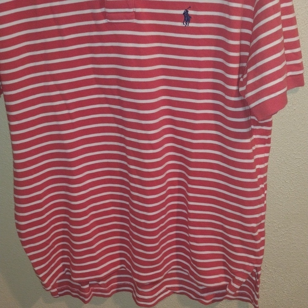 Polo by Ralph Lauren Men’s Orange/Peach Striped Polo Golf Preppy M - Picture 3 of 7